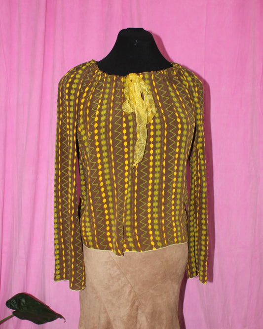 Yellow and Brown Top- Size M