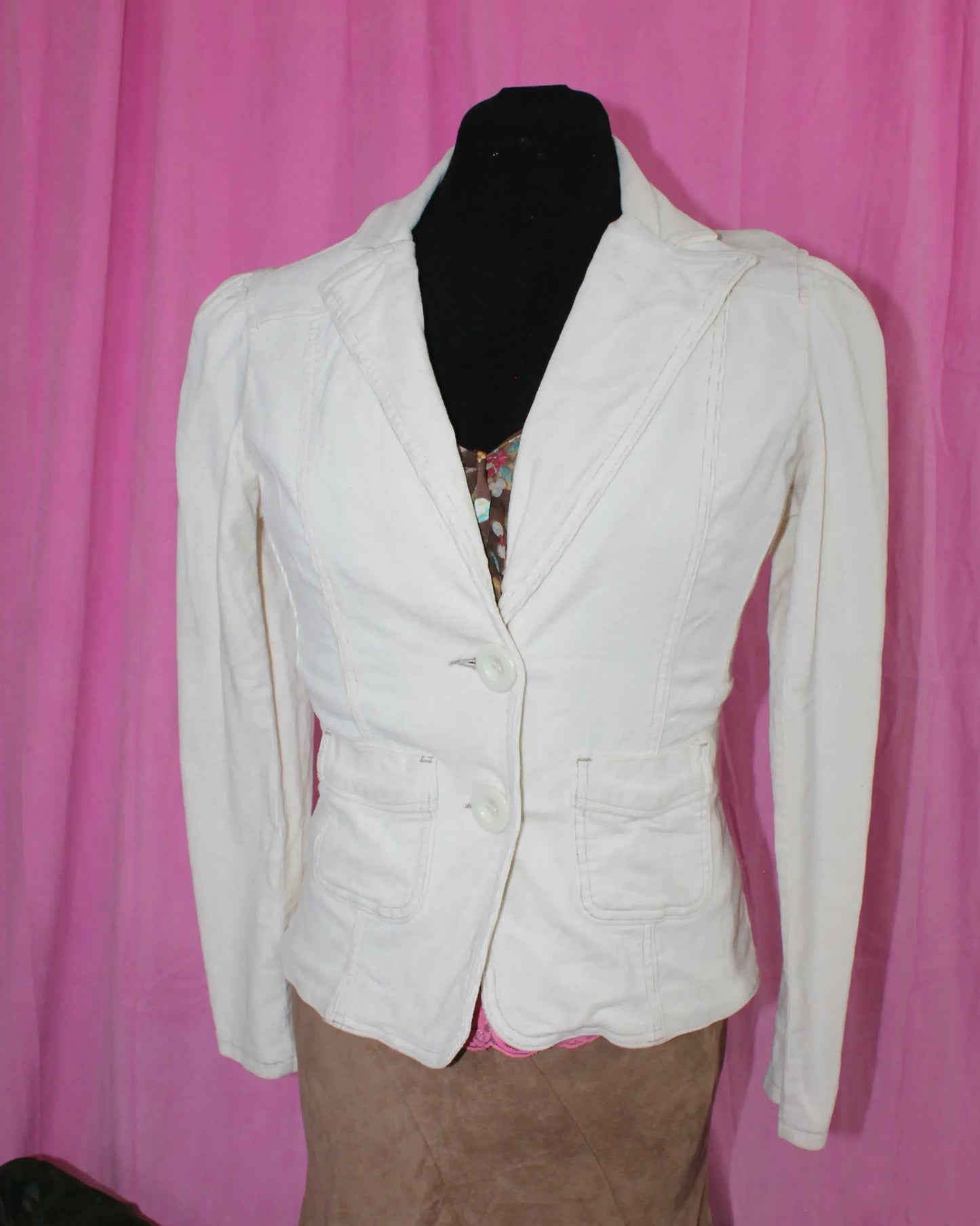 Cream Blazer with Chunky Buttons - Size 12