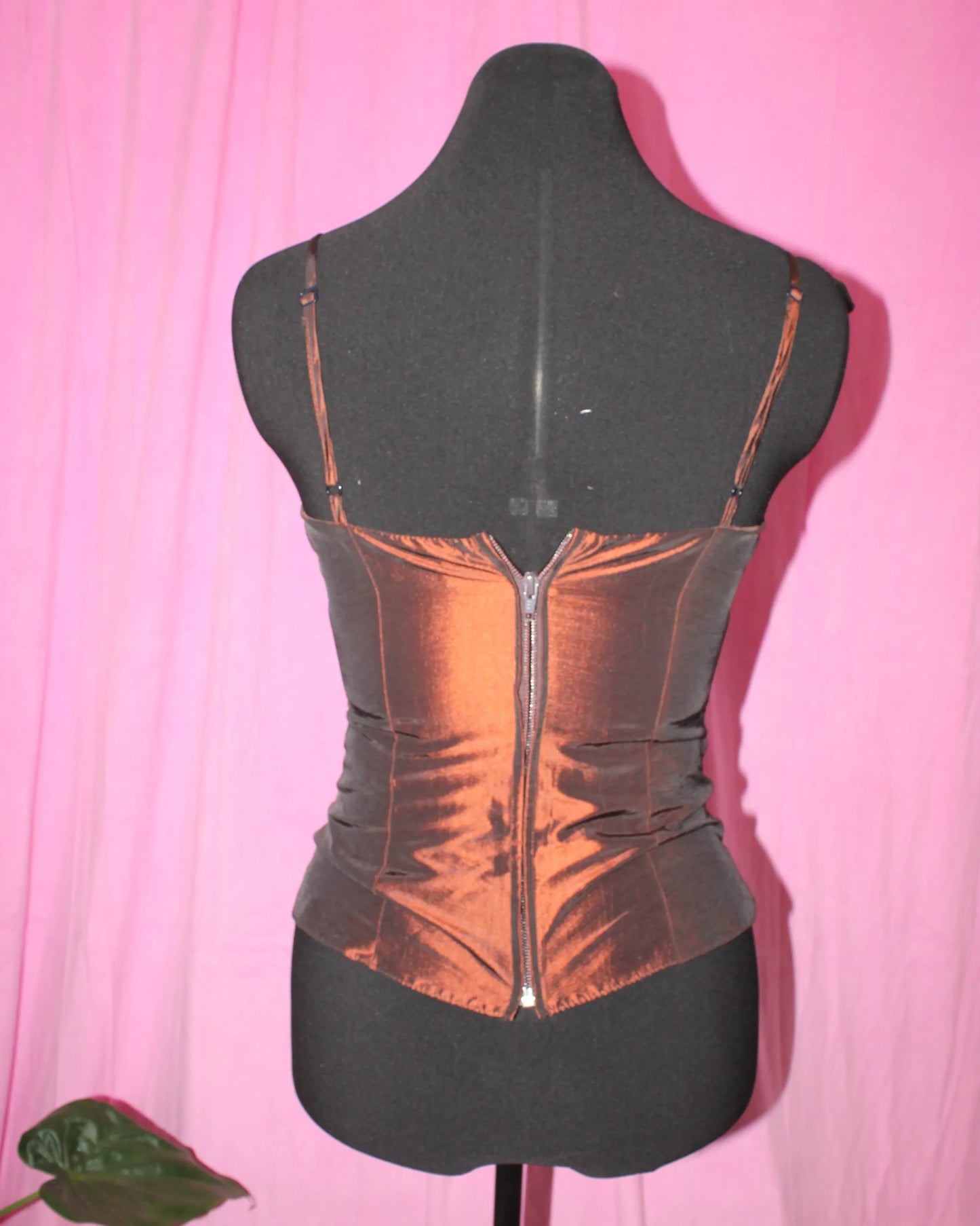 Brown Corset With Teal Beading - Size 10