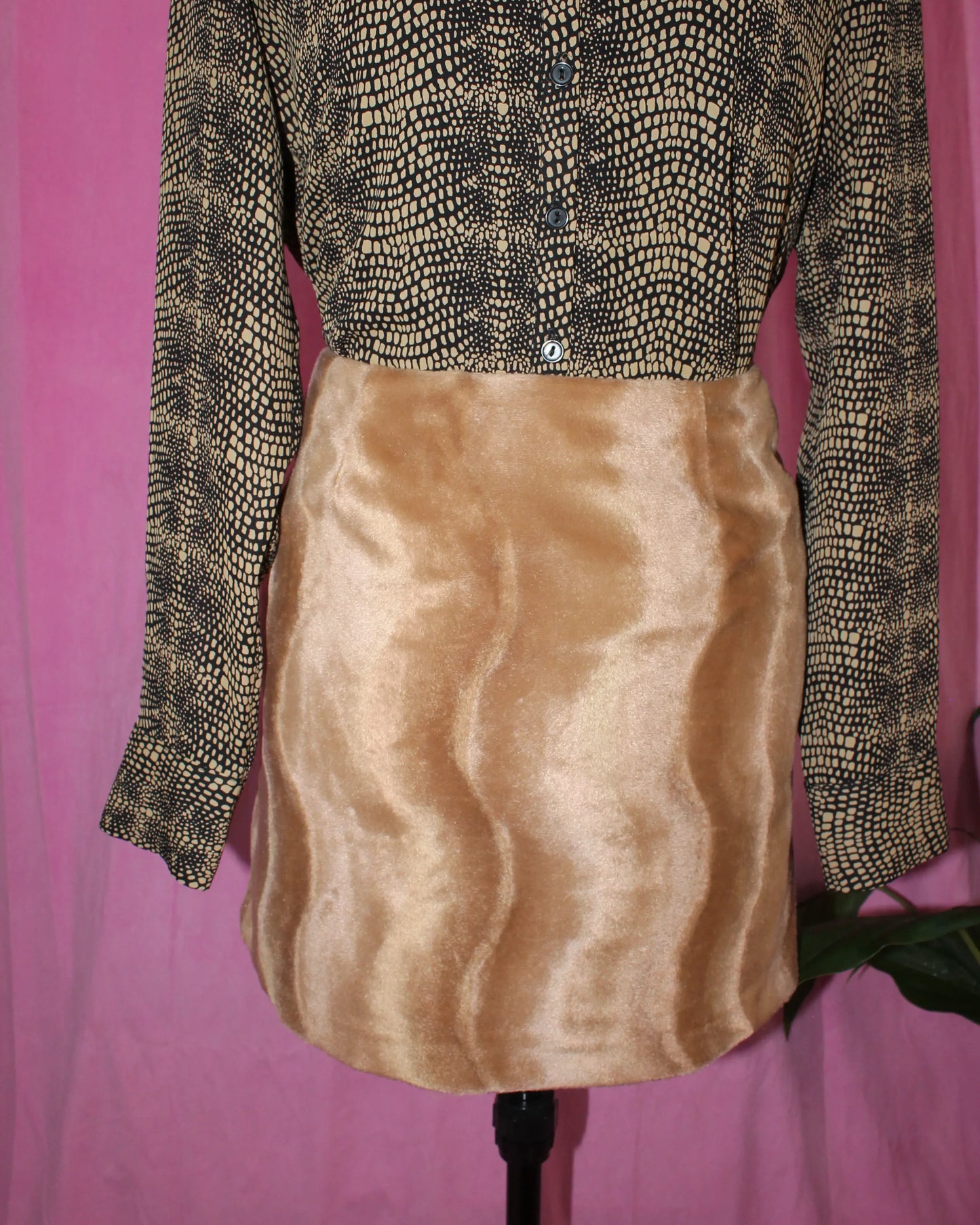 Vintage Topshop | Suit Set | Tan Faux Fur | Size 8