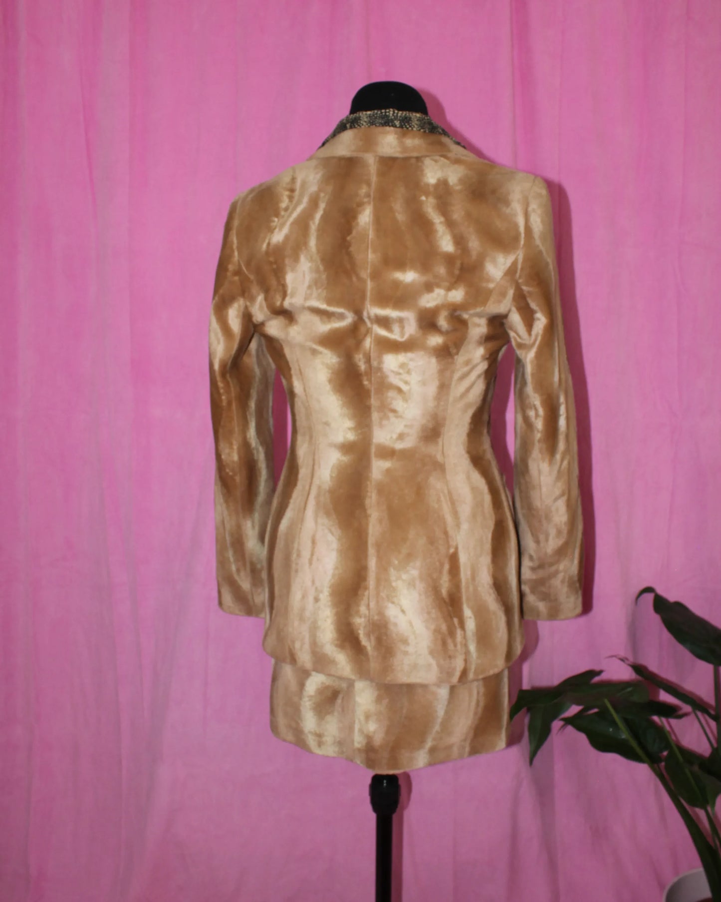 Vintage Topshop | Suit Set | Tan Faux Fur | Size 8