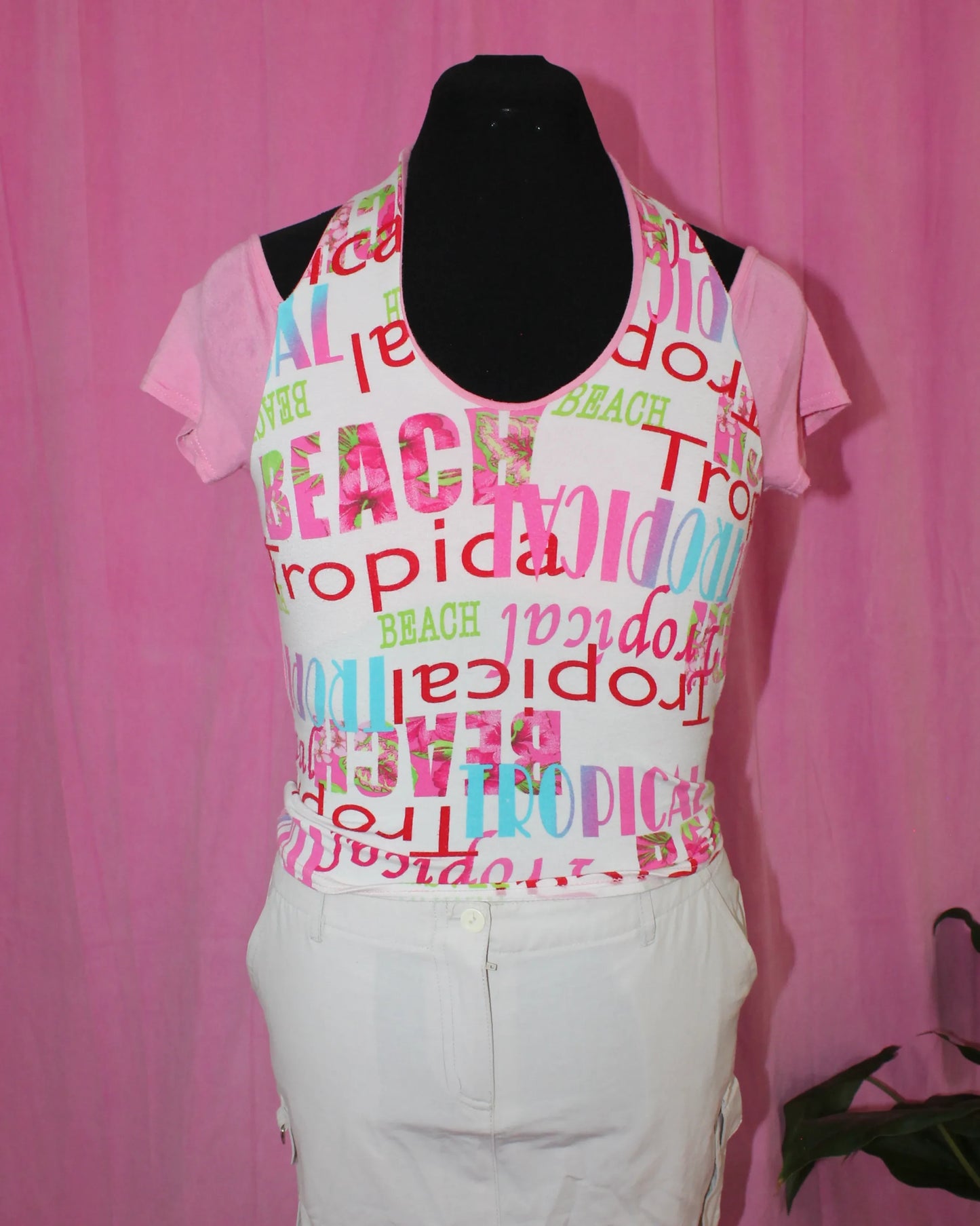 Vintage | Top | Pink Mock Halter | Size M