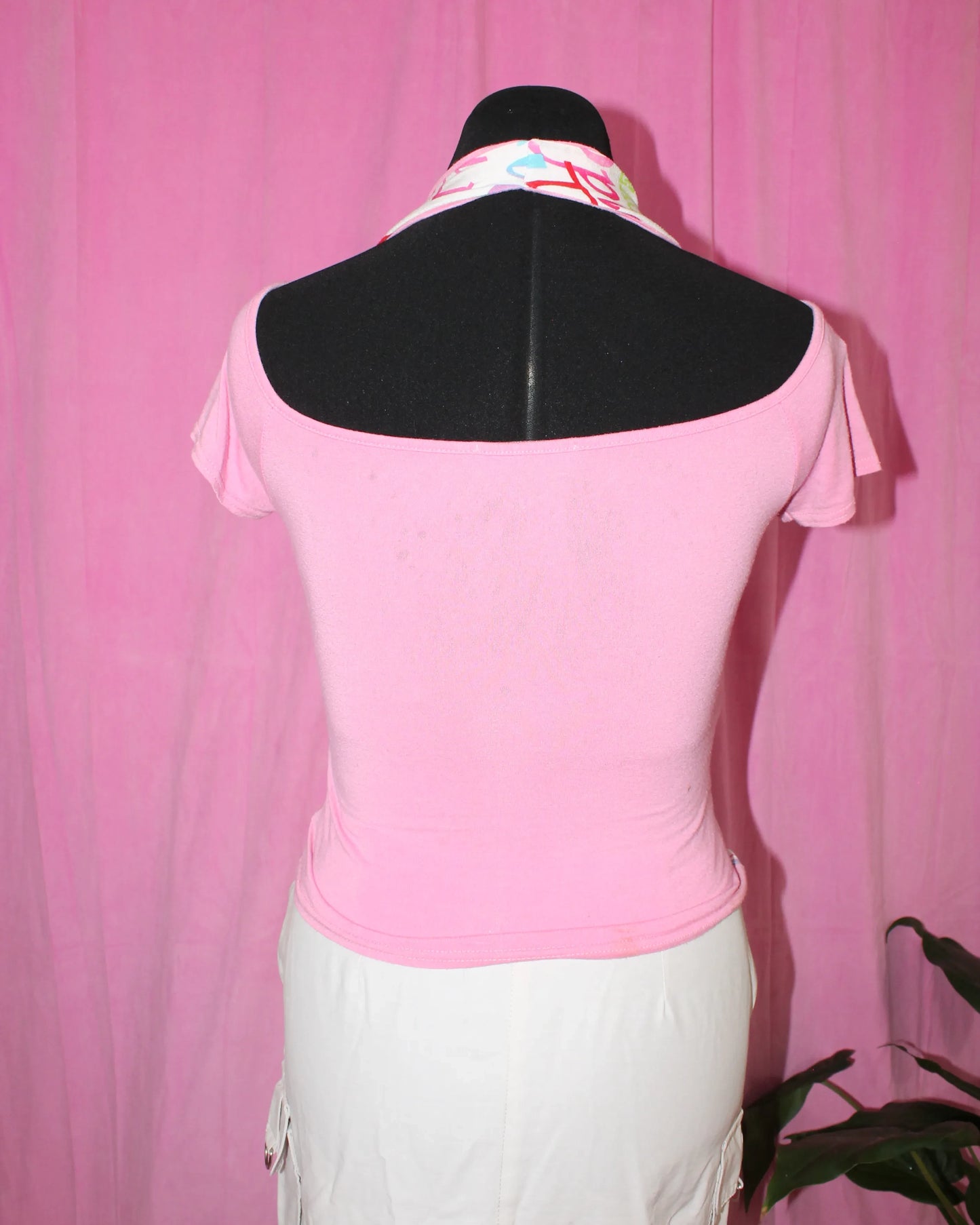 Vintage | Top | Pink Mock Halter | Size M