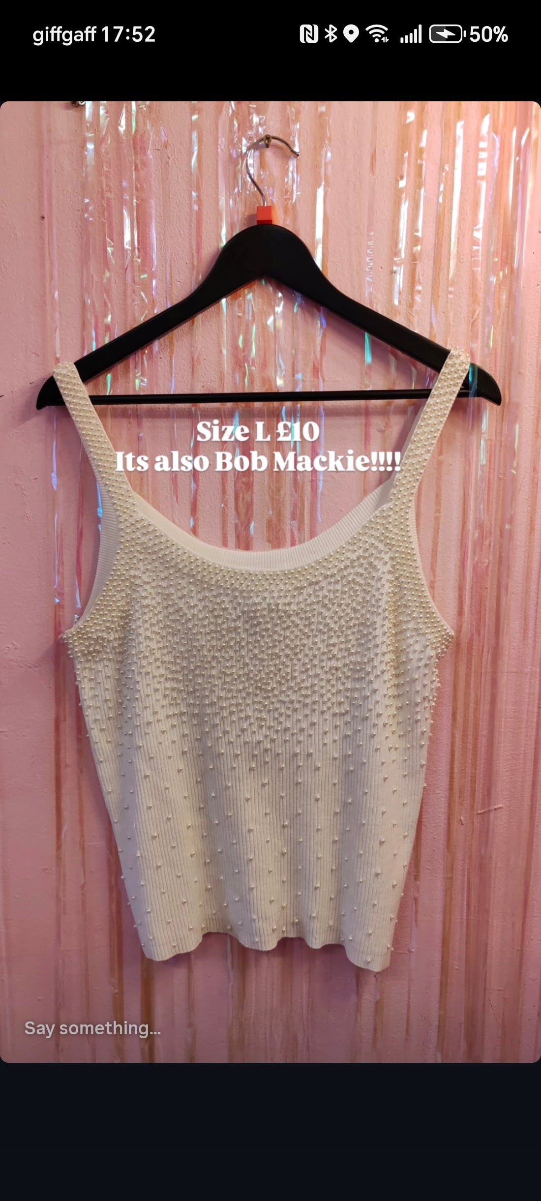 Bob Mackie Pearl Top size L